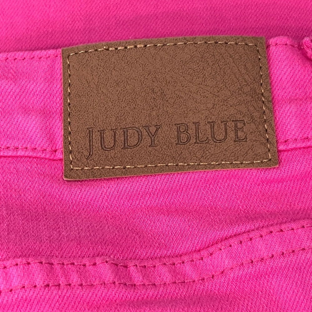 Judy Blue Magenta 90’s Straight Leg Jeans Raw Hem Size 7/28 Heart Pocket - Picture 14 of 16
